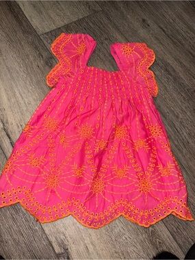 Zara Hot Pink Dress with Orange Embroidery